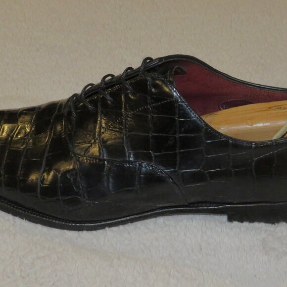 Ralph Lauren Purple Label Edward Green Black Crocodile Leather Derby 9.5/10 main image 13